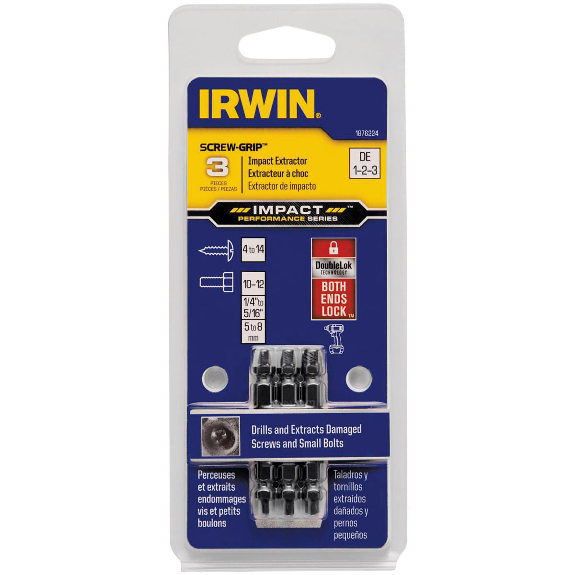 Hanson Impact Screw Extractor Set — 3-Piece, Model# HAN1876224